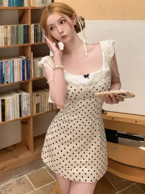 Kawaii Short Party Dress Holiday Fashion Sleeveless Slim Dress Korea Style