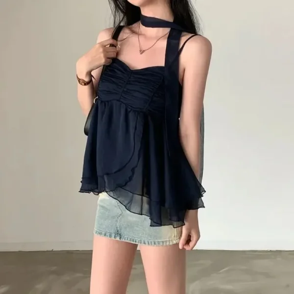 Aesthetic Sleeveless Solid Tops Hot Girls Korean Fashion Sweet Tank Top - Image 4