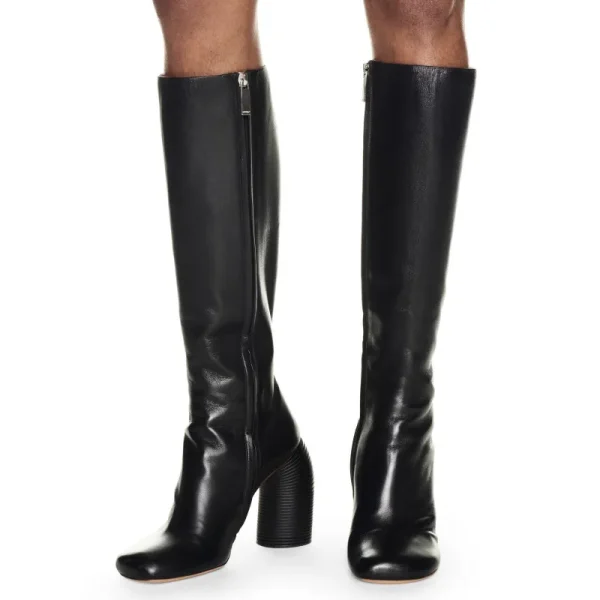 Women's Irregular High Heel Knee Long Boots Fashion Round Head Side Zipper Women's