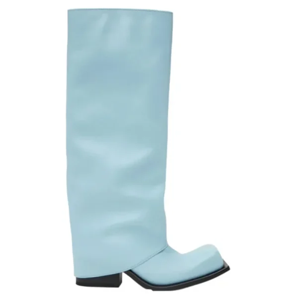 Trouser Boots Square Head Sleeve Thick High Heel Mid Sleeve Boots Large Knee Long Boots - Image 5