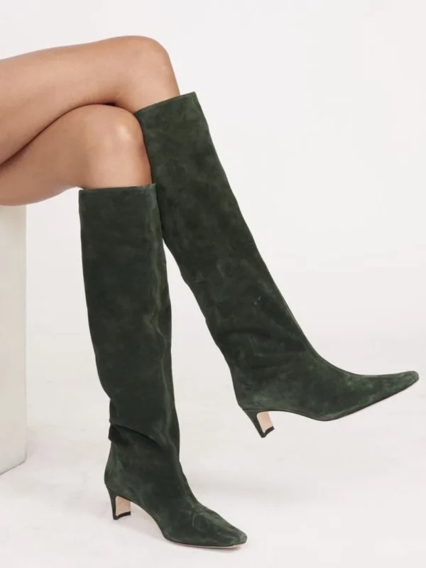 Square Toe, Low Heel, Thick Heel, Knee High Women's Boots, Fashionable High Boots - Image 14