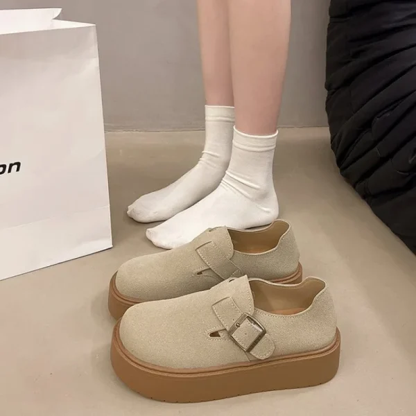 Women Flats Shoes Planform Designer Casual Shoes Autumn Buckle Loafers Shoes - Image 3