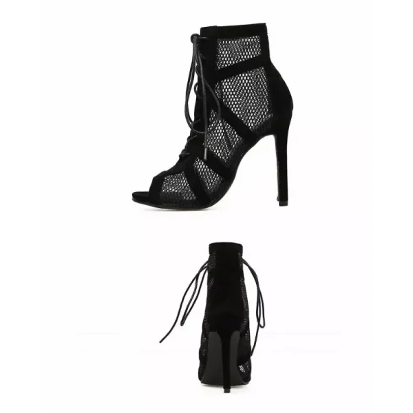 Cross Strap Sexy High Heel Sandals Woman Shoes Pumps Lace-up Peep Toe Sandals Casual Mesh - Image 6