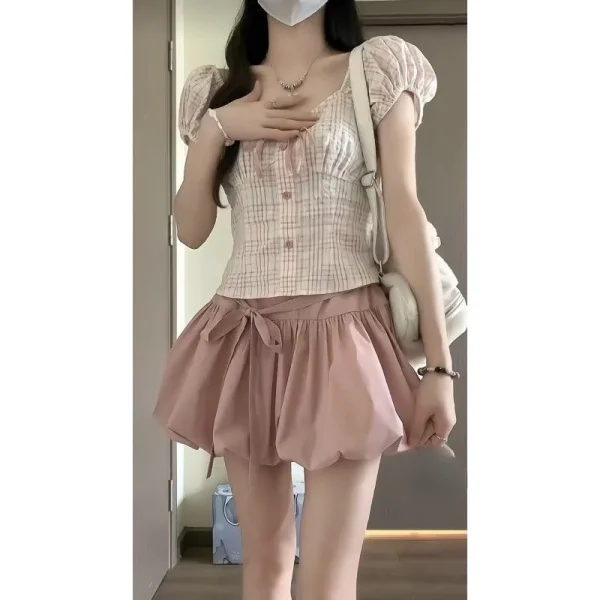 Kawaii Mini Skirt Casual Japanese Style Suit Chic - Image 3