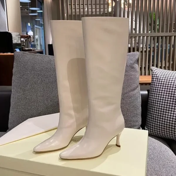 Pointed High-heeled Knee High Boots, Fashionable and Sexy Women's Knight Mid Length Boots - Image 4