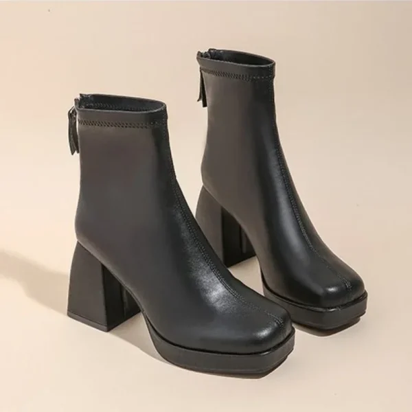 High Heels Short Boots Women Fashion Shoes Autumn Winter Chunky Heels - Image 6