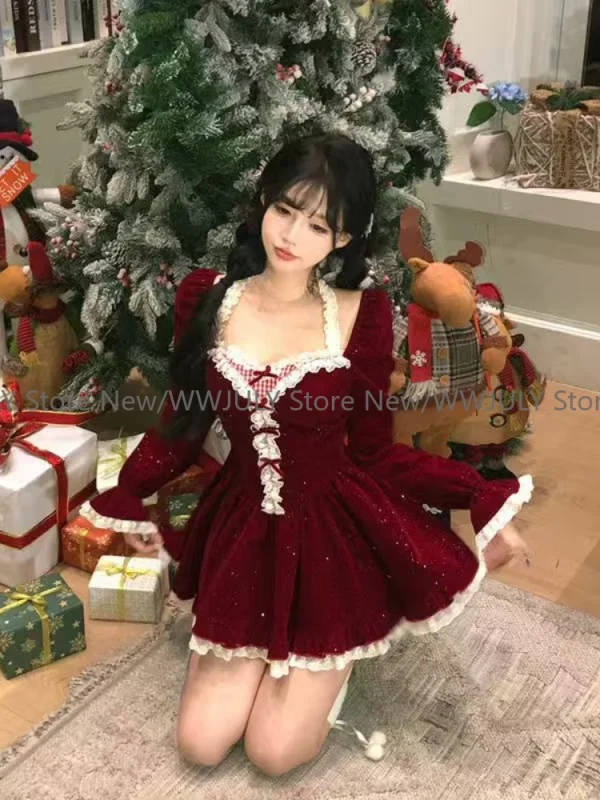 Hot Girls Mini Dress Birthday Sweet Korean Fashion Dress Patchwork Design - Image 5