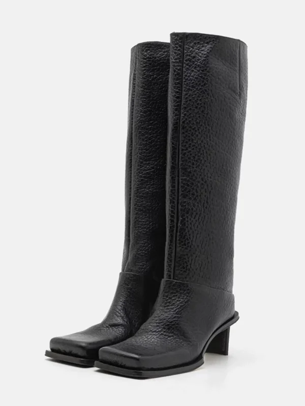 Winter Style Thick High-heeled Knee High Women's Boots with Square Toe and High Tube, Fashionable Plus Size Boots - Image 11