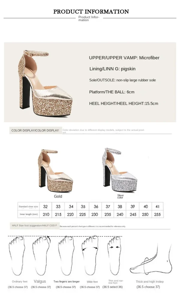 Women's High Heels Waterproof Platform Elegant Fashion Wedding Shoes Nightclub Party Banquet Shoes - Image 9