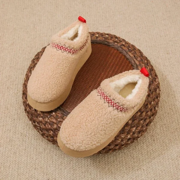 Women Fur Slippers Ankle Boots Flats Platform Short Plush Warm Flip Flops Cotton Shoes - Image 2