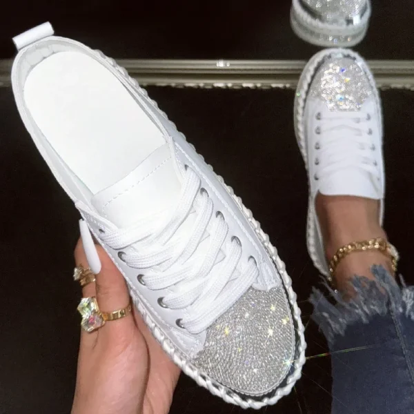 Women Shiny Rhinestones Shoes Four Seasons Casual Sneakers Women Stylish Sport Shoes - Image 3