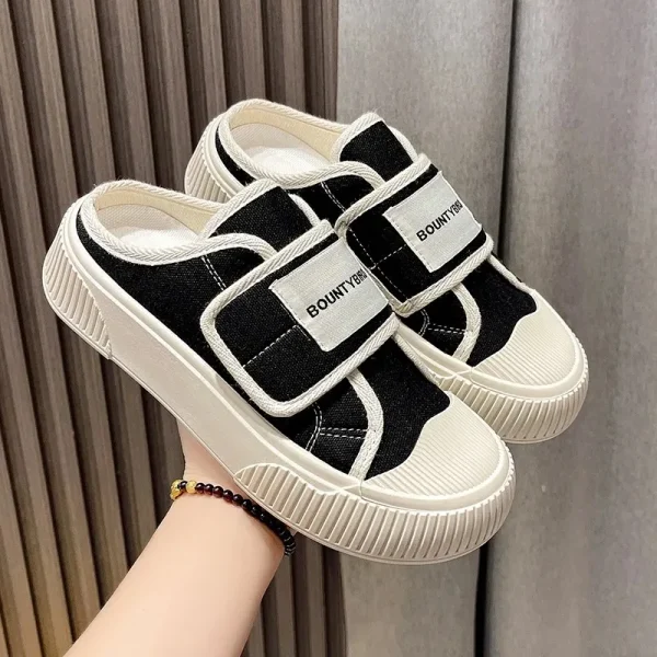 Korean Canvas Shoes Women's 2024 Autumn New Fashion Lightweight Thick Sole Comfortable Flat Shoes