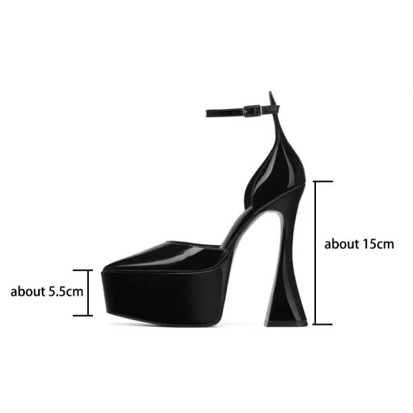 Women's Shoes Super High Heel Party Fashion Thick Soled Black Banquet Women's Single Shoes - Image 5