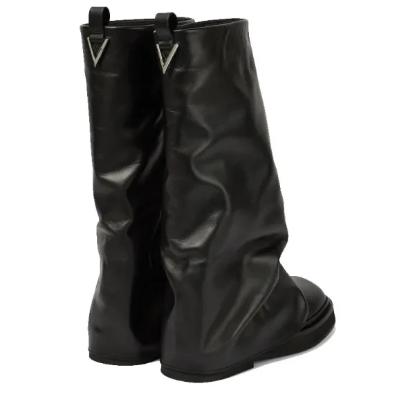 Women's New Autumn and Winter Calf Boots with Pleated Thick High Heels - Image 13