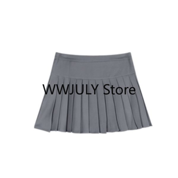 Preppy Style Pleated Casual A-line Skirt Women Irregular Patchwork Slim - Image 10