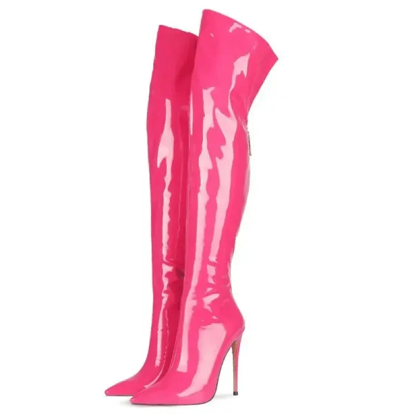 Black Sexy Over The Knee Boots Women's High Heels Ladies Thigh High Boots - Image 4