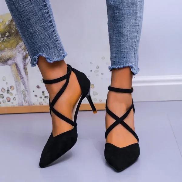 Women's High-heeled Sandals, New Pointy Stilettos Fashion Sexy Cross-strap - Image 4