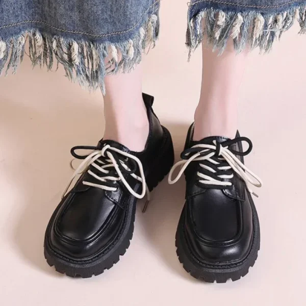 Women Shoes Autumn Round Toe Black Flats Loafers With Fur Casual Female Sneakers - Image 6