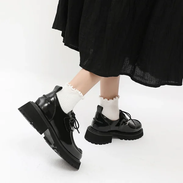 Women Platform Shoes Spring New Black Thick-soled Ladies Sneakers Genuine Leather - Image 5