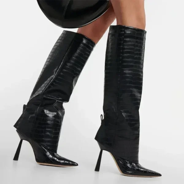 Women's New Knee Length Boots Fashion Pointed Thin High Heel Trouser Sleeve Boots