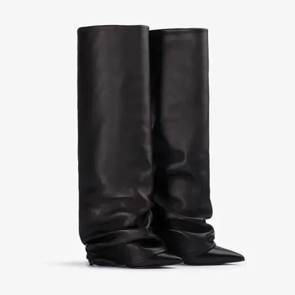 Fashion Slender Heels Knee Length Women's Boots Pointed Sleeve Skirt Boots Autumn - Image 3