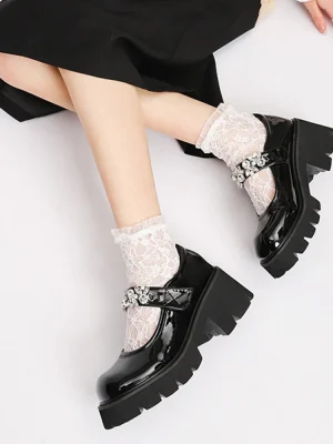 Platform Lolita Leather Shoes Women Japanese Uniform High Heel Mary Jane Shoes