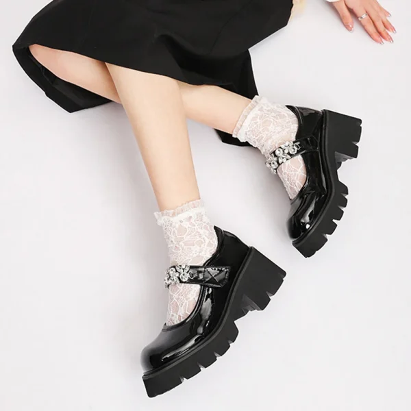 Platform Lolita Leather Shoes Women Japanese Uniform High Heel Mary Jane Shoes