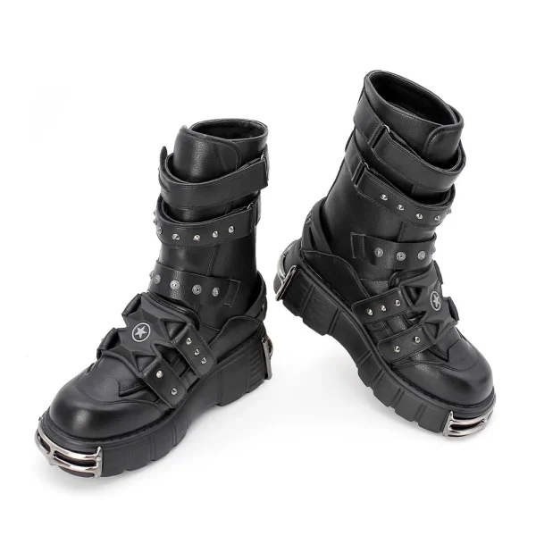 Men and Women Boots High Heel Platform Shoes Height 6CM Woman Gothic Ankle