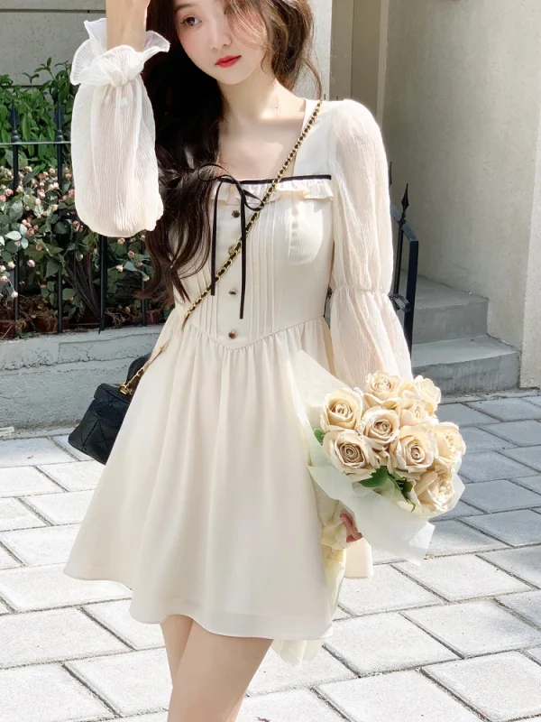 Mini Dress Woman Casual Design One Piece Dress Korean Fashion - Image 4