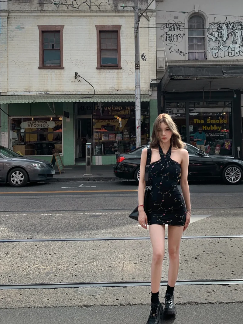 Sexy Dress Vintage Elegant Mini Dress Even Party Korean Fashion Chic Sleeveless - Image 6