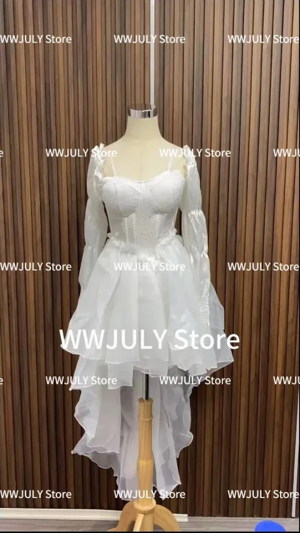 Fairy Midi Dress Women White Elegant Evening Party Dress Beach 2025 - Image 2