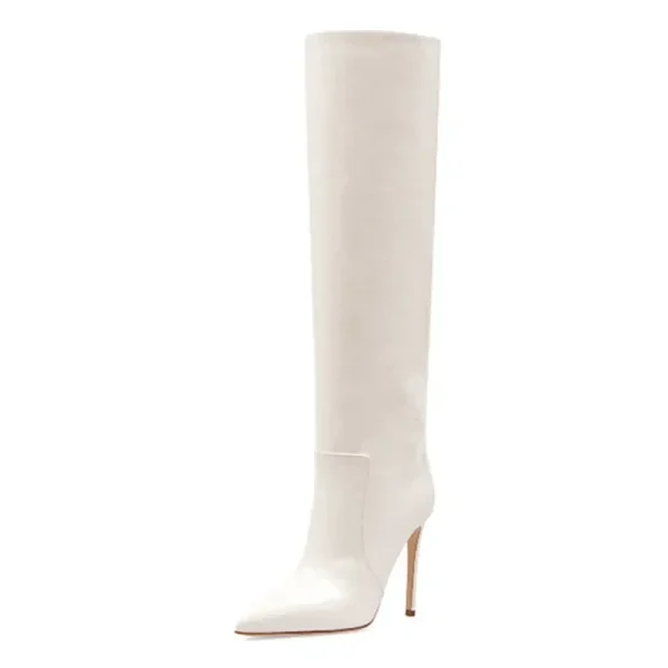 High Heel Pointed Patent Leather Knee-length Women's Boots Fashion Large Shoes Women's Boots - Image 5