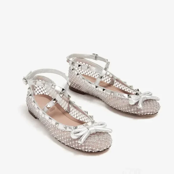 Women's Flat Shoes Mary Jane Single Shoes Rivet Ballet Women's Shoes Large Sandals - Image 4