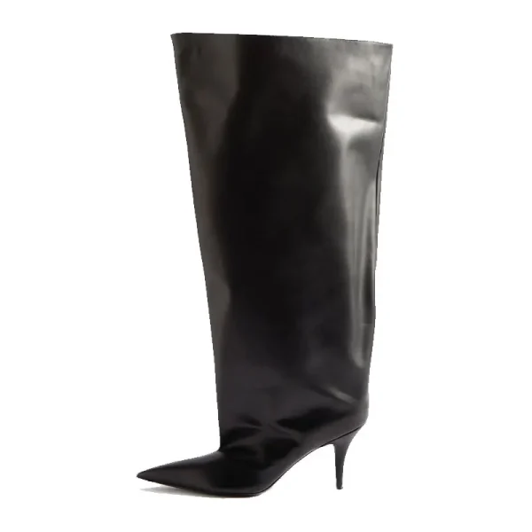 Pointed Big Cap Knee Length Boots Fashion Show Slender High Heel Sleeve Medium Cap Women's Boots - Image 16