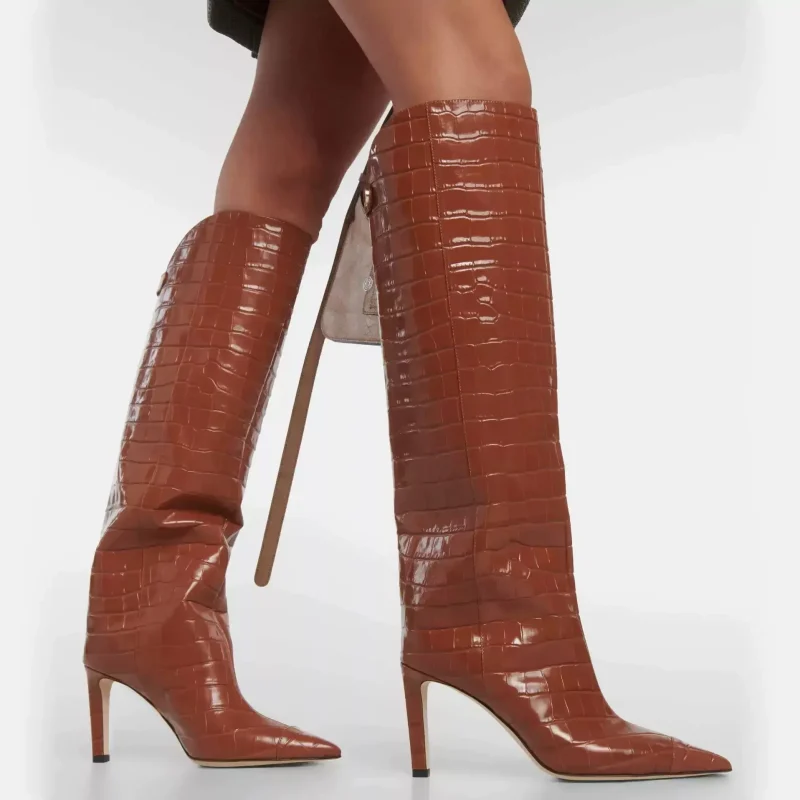 American Slim High Heeled Women's Boots Fashion Pointed Knee High Boots Sleeve - Image 7