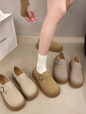 Women Flats Shoes Planform Designer Casual Shoes Autumn Buckle Loafers Shoes