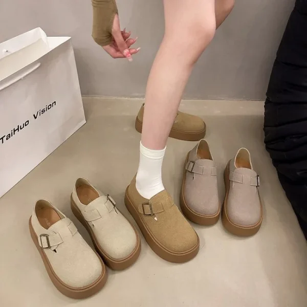 Women Flats Shoes Planform Designer Casual Shoes Autumn Buckle Loafers Shoes