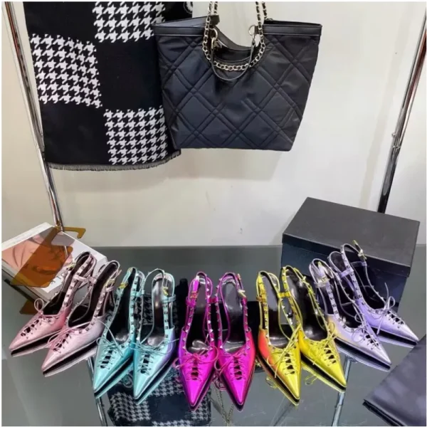 Women's Sandals Fashion Pointed Rivet Thin High Heels Single Shoes Sexy Banquet Party High Heels