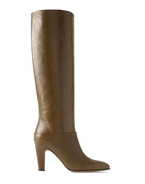 Winter Knee Length Boots, Round Toe Fashionable Leather Slim Fit High Heels - Image 3