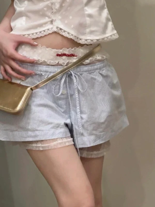 Women Y2k Korean Style Lace Shorts Harajuku Casual Summer Loose - Image 2