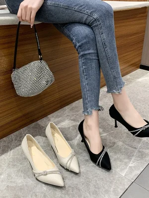 Women’s Fashion Black Professional High Heels Pointy Skinny Heels