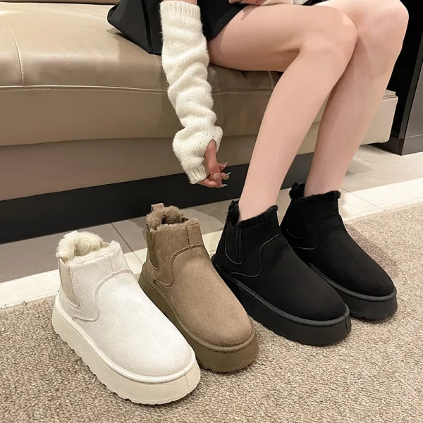 Winter Women Short Plush Warm Snow Boots Casual Shoes New Suede Fur - Image 9