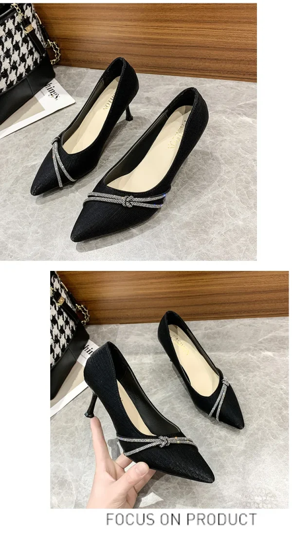 Women's Fashion Black Professional High Heels Pointy Skinny Heels - Image 14