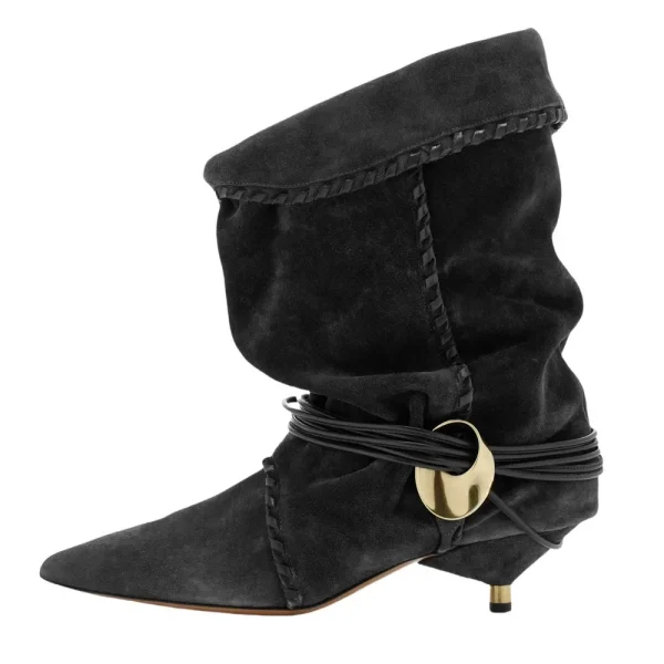 Women's Thin Heel Short Boots Fashion Pointed Wide Tube Folded Stacked Boots Women's - Image 3