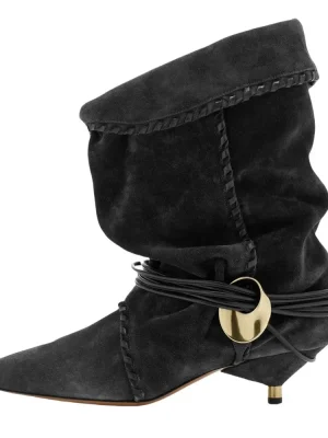 Women’s Thin Heel Short Boots Fashion Pointed Wide Tube Folding Stacked Boots