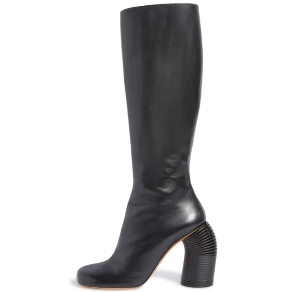 Women's Irregular High Heel Knee Long Boots Fashion Round Head Side Zipper Women's - Image 2