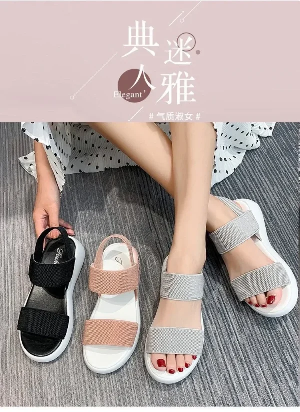 Women's Summer Knitted Fabric Wedge Sandals, Light Walking Sandals, - Image 11