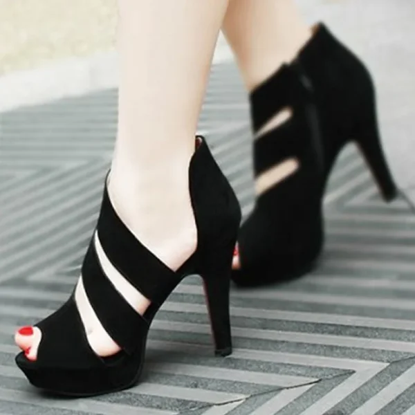 Women's Sandals, Hollow Lace Breathable Casual High Heels 9cm Women's Shoes - Image 3