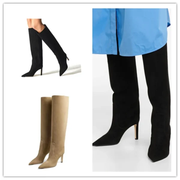 Women's New Suede Knee Boots Pointed Toe Stiletto Boots Women's Boots - Image 9