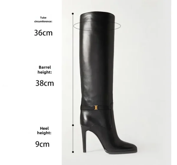 Winter Slim High Heels Knee High Women's Boots Fashionable Round Toe - Image 10